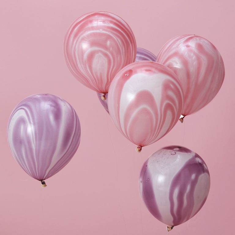 Mramorové Balóny - Ružová & Purpurová (10ks)